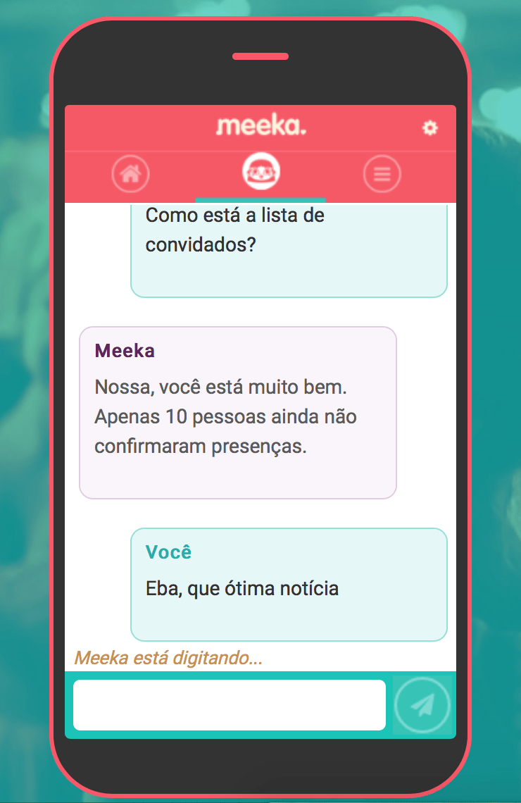Simulação de bate-papo com Meeka, o robô do Mecasei.