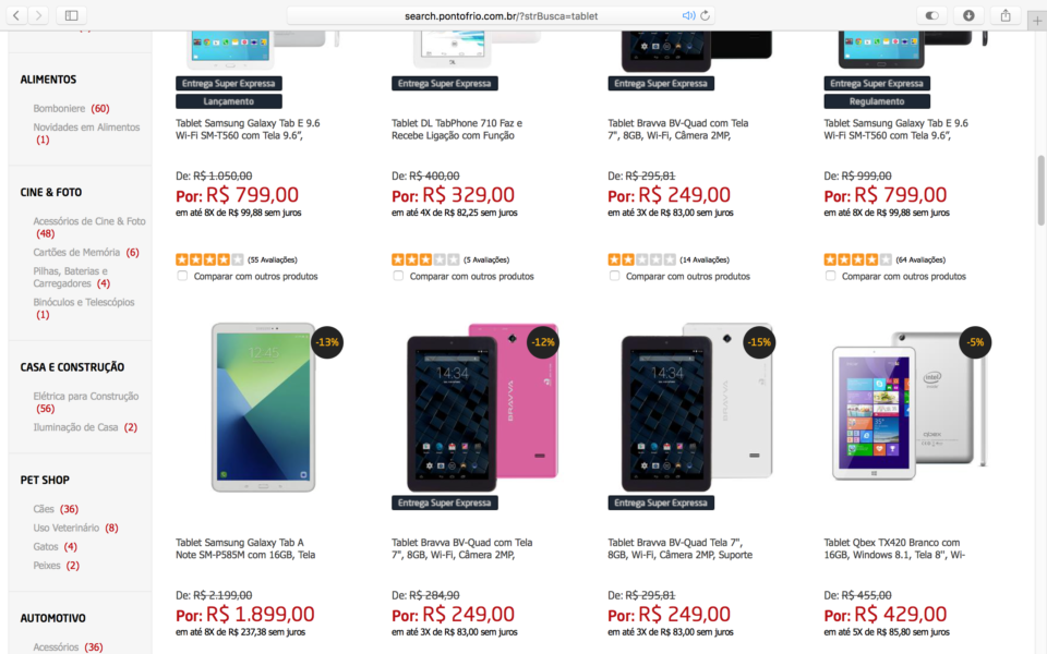 Tablets à venda no Brasil.
