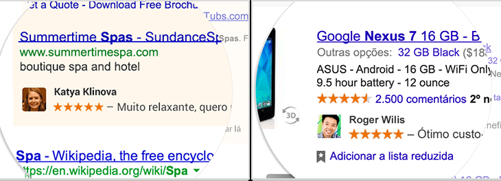 Como ficarão as recomendações compartilhadas do Google em anúncios.