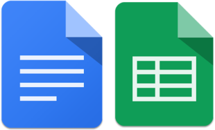 Ícones do Google Docs e Google Sheets.