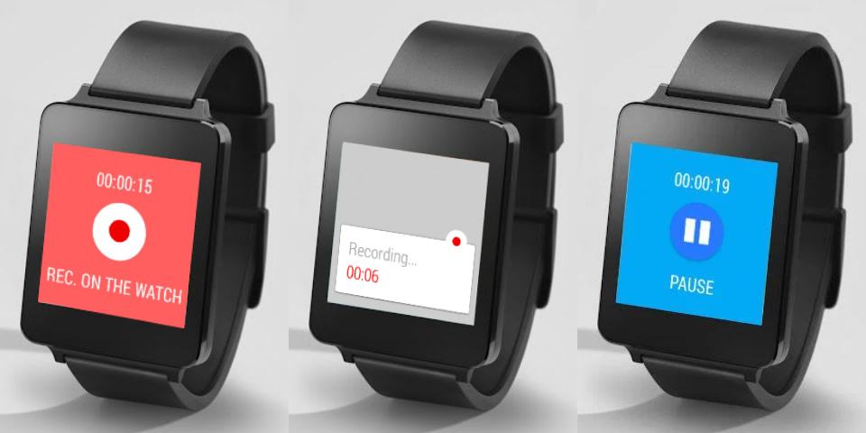 Screenshots do Android Wear Recorder para Android Wear.