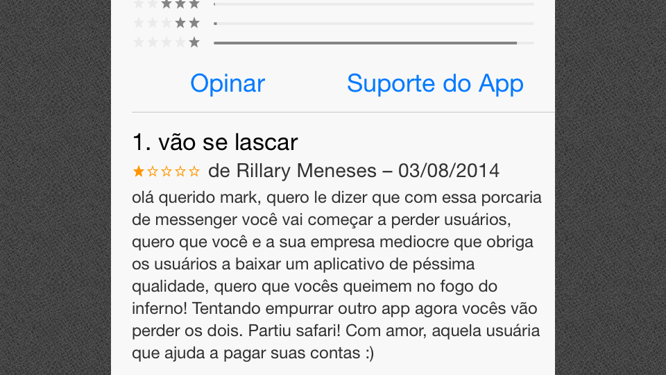 A Rillary não gostou do Facebook Messenger.