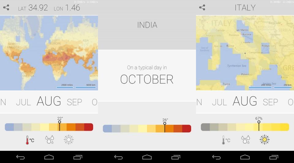 Screenshots do Climatology para Android.