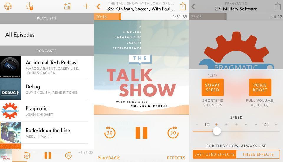 Screenshots do Overcast para iPhone.