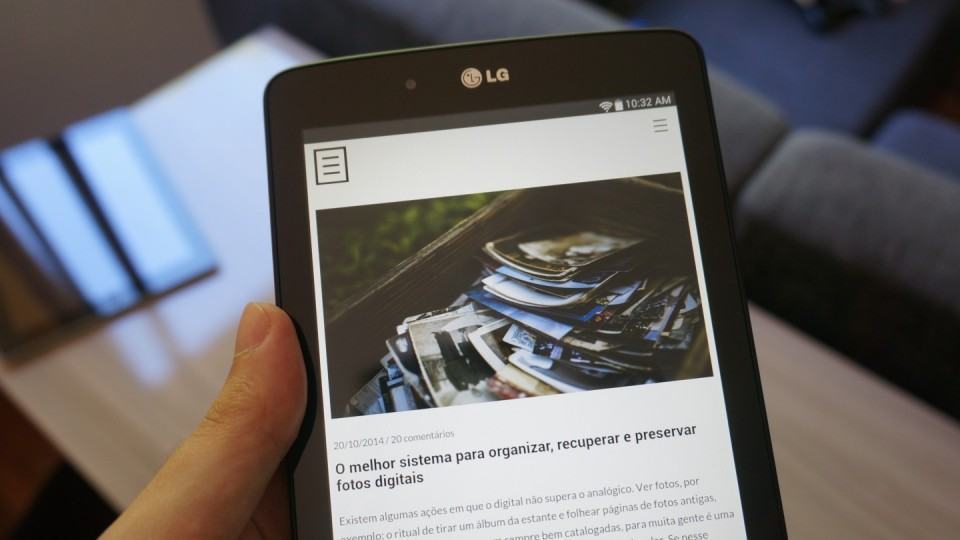 Site exibido no Chrome do G Pad 7.0.