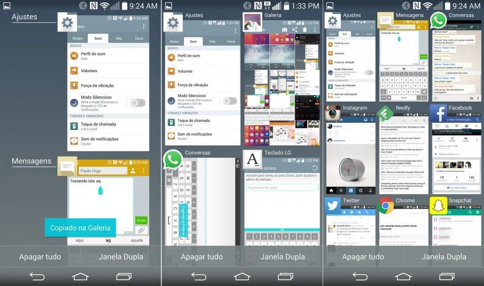 Três modos de visualização, todos horríveis.