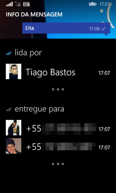 Mesmo em grupos, dá para saber quem leu as mensagens.