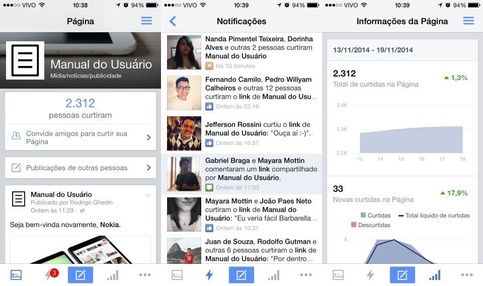 Gerencie suas páginas no Facebook pelo smartphone.