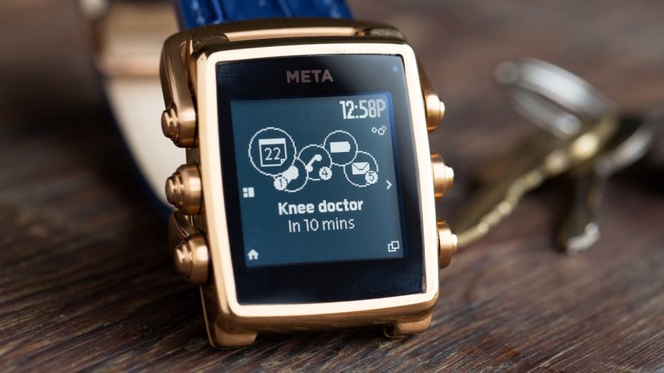 Detalhe da tela do Meta M1.