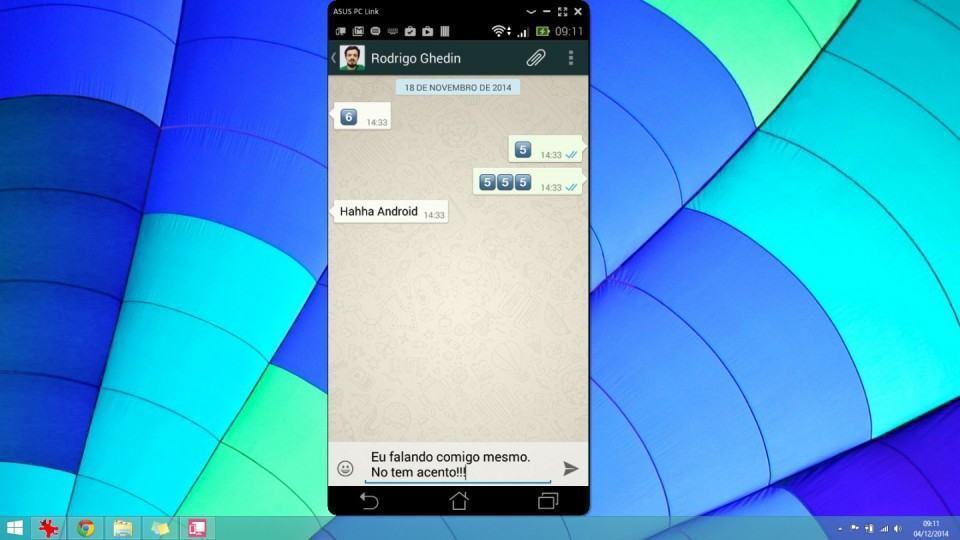 Zenfone 6 conectado ao computador via PC Link.