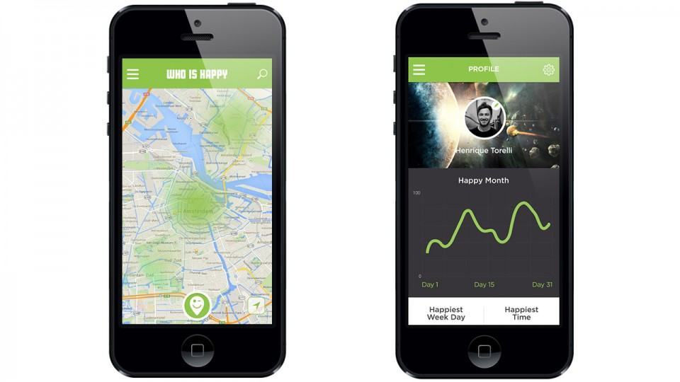 Telas do Who is Happy para iOS.