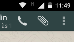 Print parcial do botão que liga para contato a partir do bate-papo no WhatsApp.