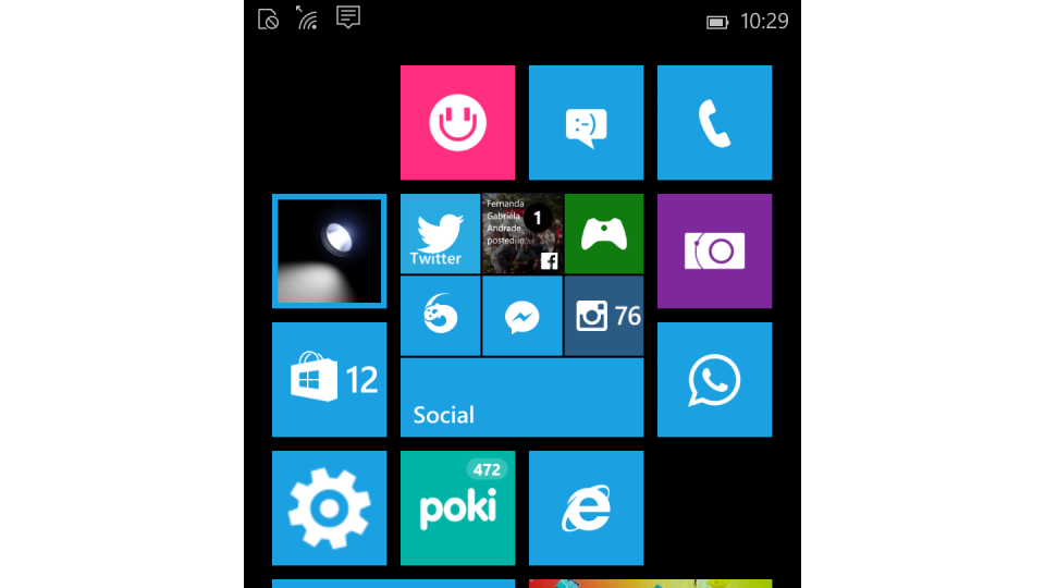 Barra de notificações do Windows 10 para celulares.