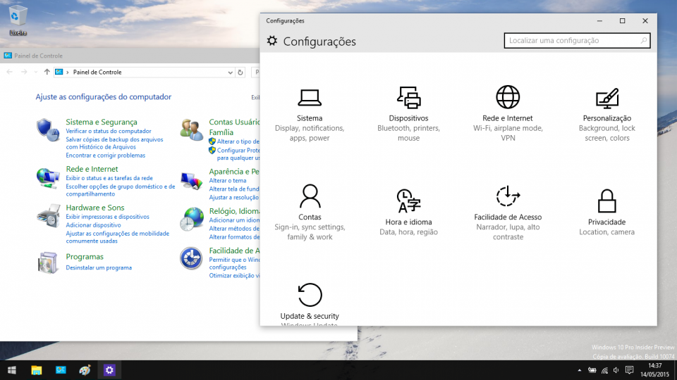 Configurações Painel de Controle.