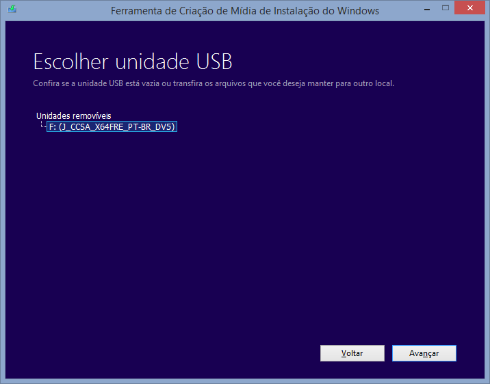 Escolha do pen drive.