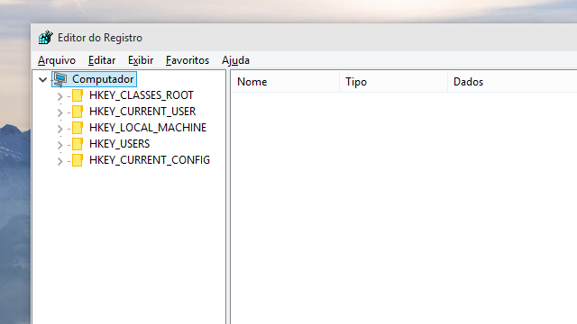 O histórico ícone do Editor do Registro.