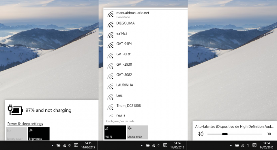 Novos pop-ups na bandeja.