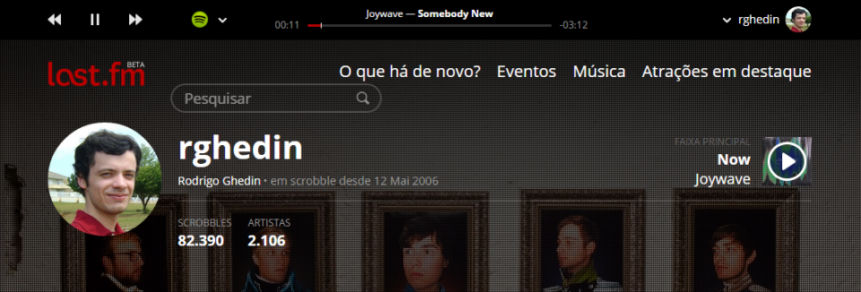 O novo perfil na Last.fm.