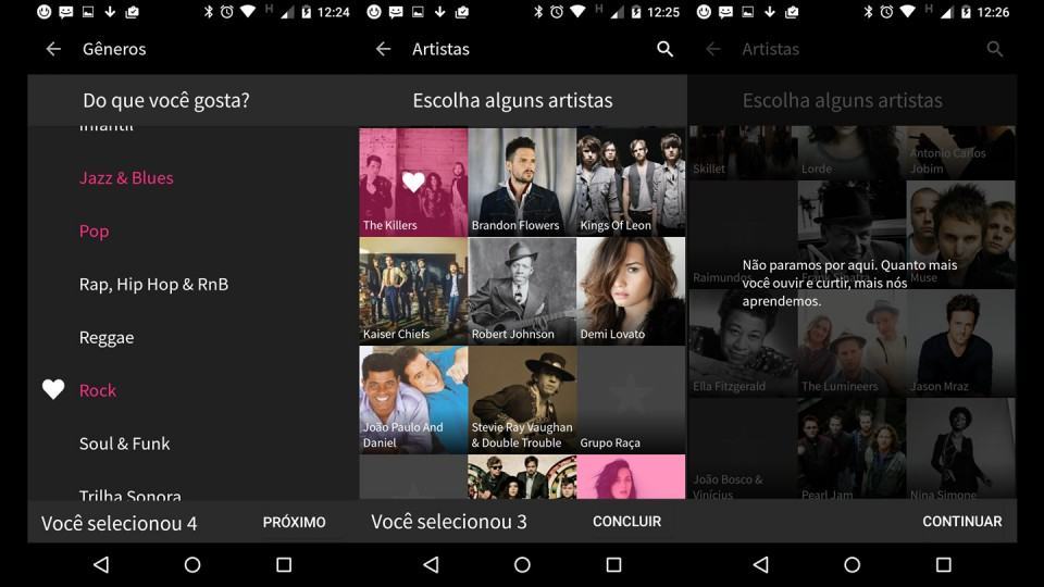 Configuração inicial do MixRadio.