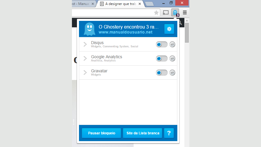 Ghostery no Manual do Usuário.