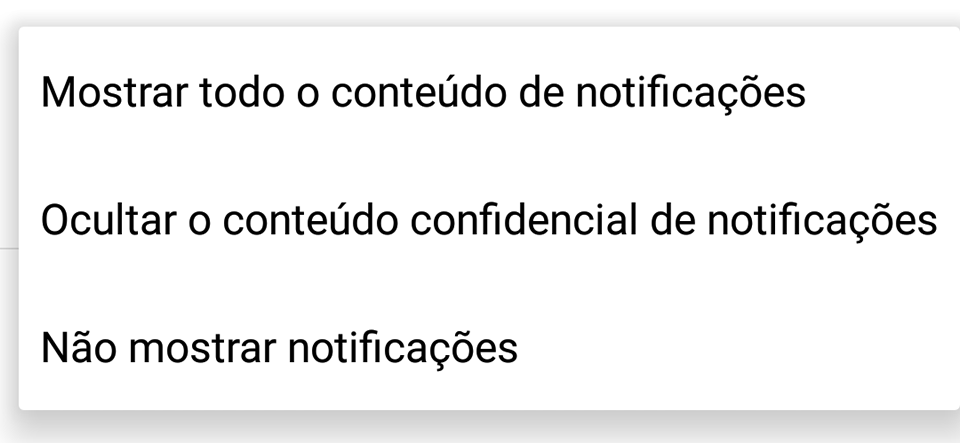 Definindo o que aparece ou não na tela de bloqueio.