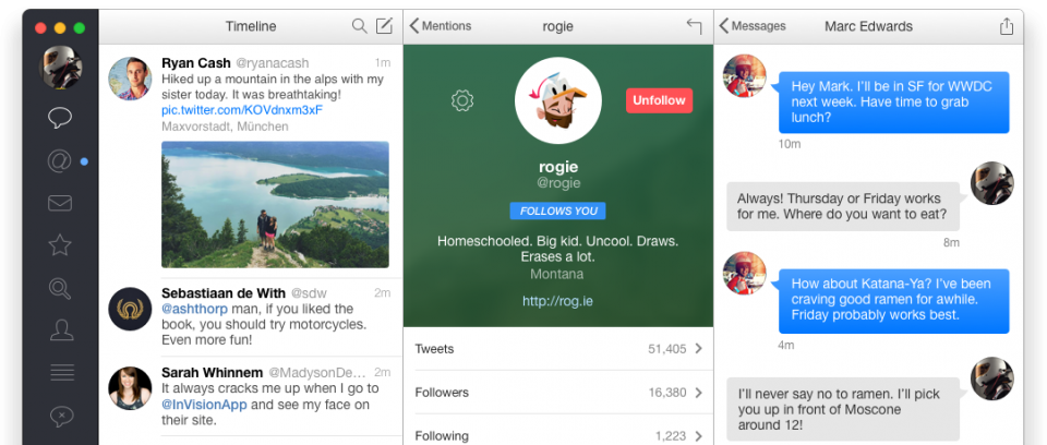 Screenshot de divulgação do Tweetbot 2.