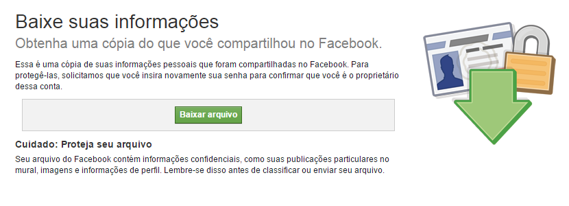 Tela de backup do Facebook.