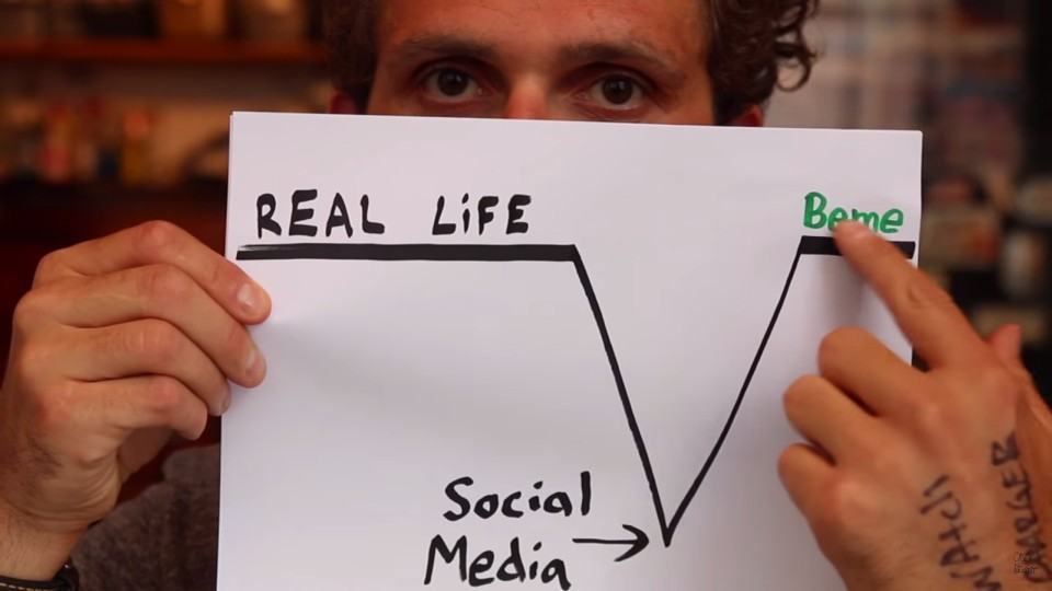 Casey explica como o Beme é diferente de outras redes sociais.