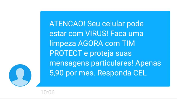 Mensagem do TIM Protect enviada ao Alessandro. 