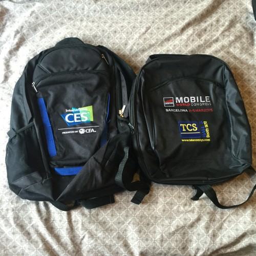 Mochilas da CES e MWC.
