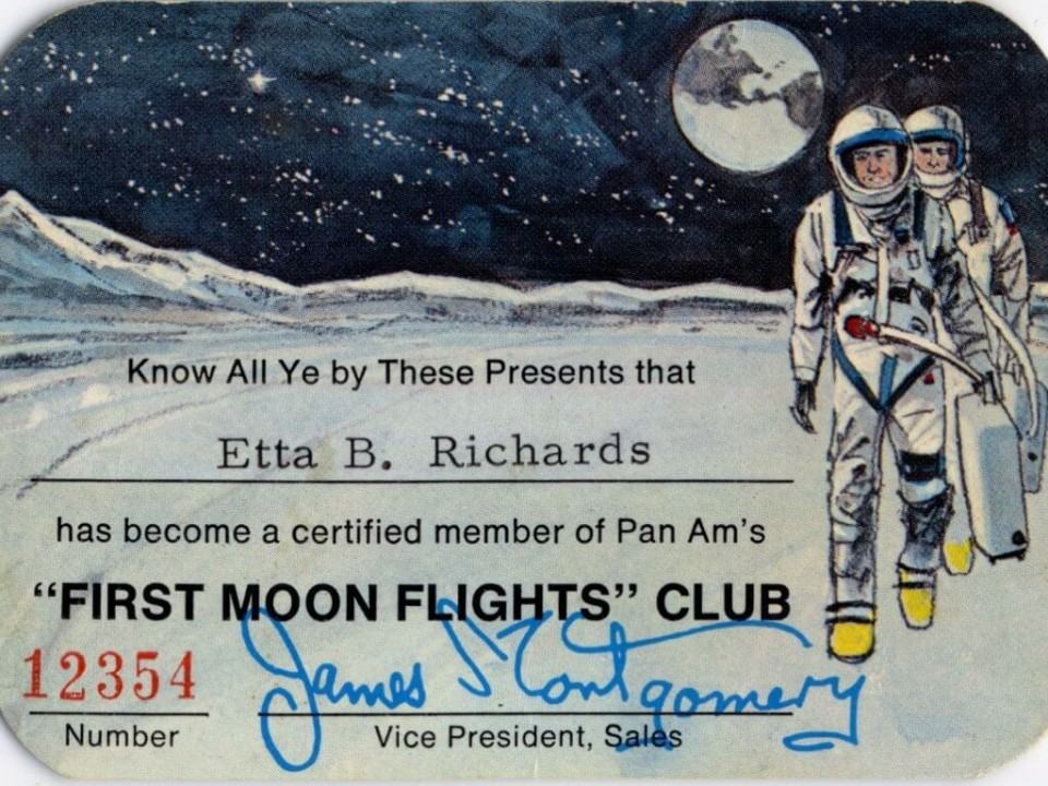 Certificado de entrada no clube dos primeiros que voariam à Lua.