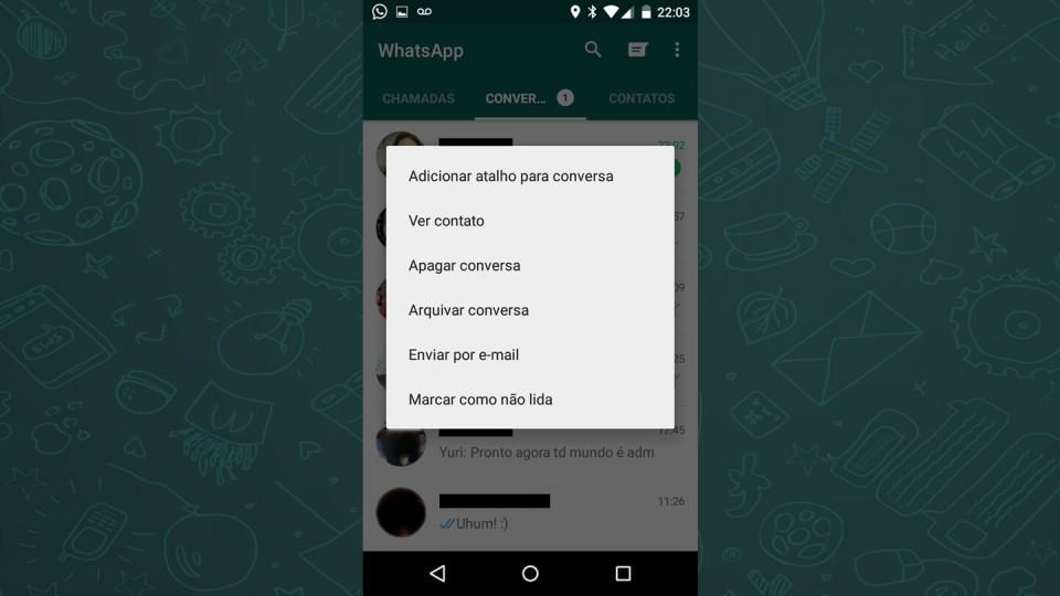 Arquivamento de conversas no WhatsApp.