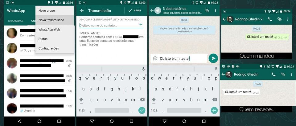 Listas de transmissão no WhatsApp.