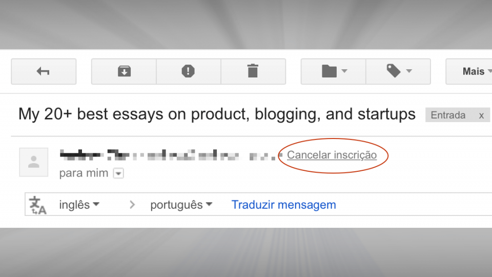 Link para cancelar inscrição no Gmail.