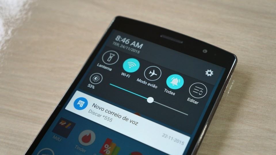 Cortina de notificações do G4 Beat.