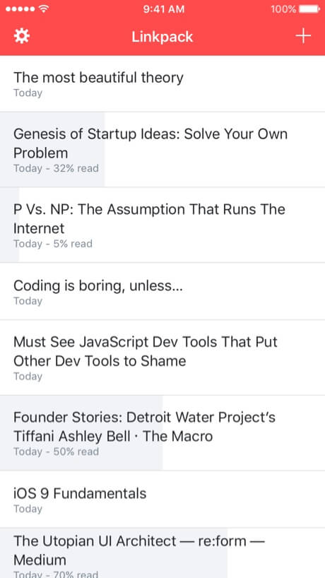 Print do Linkpack para iPhone.