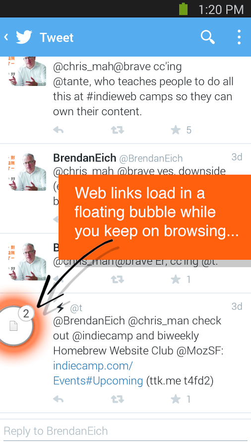 Print do Brave para Android.