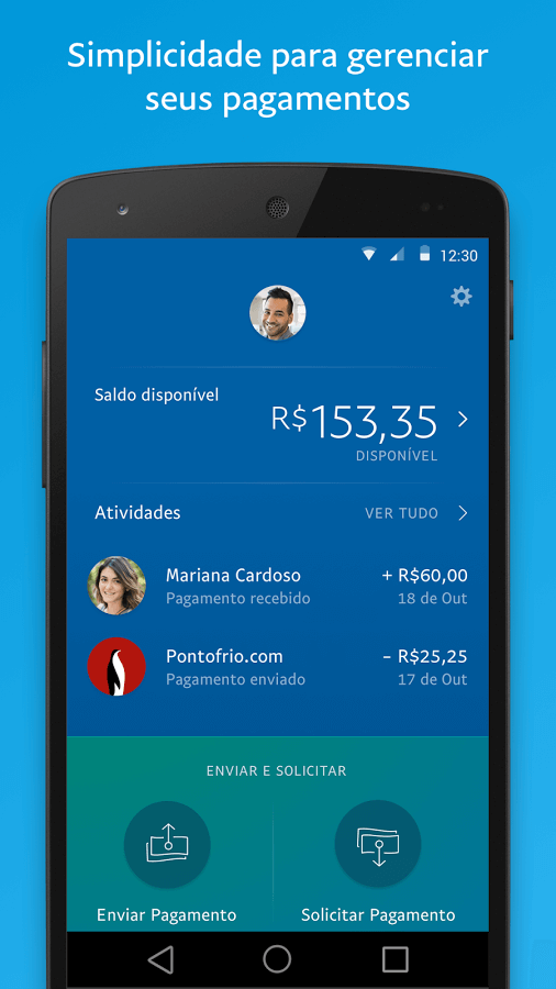 Print do PayPal para Android.