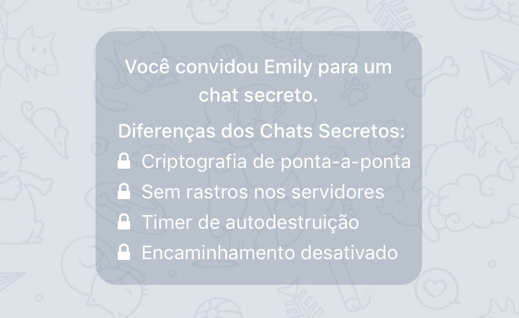 Regras do Telegram para o Chat Secreto.
