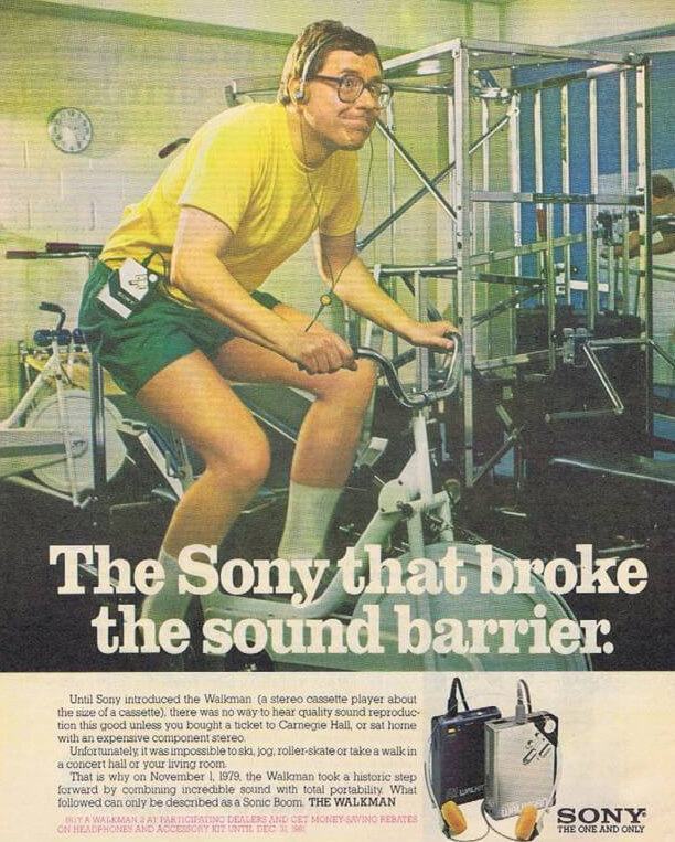 Propaganda impressa da Sony para o Walkman.