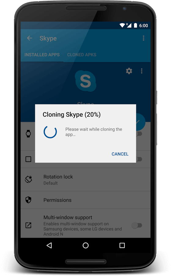 Print do App Cloner para Android.