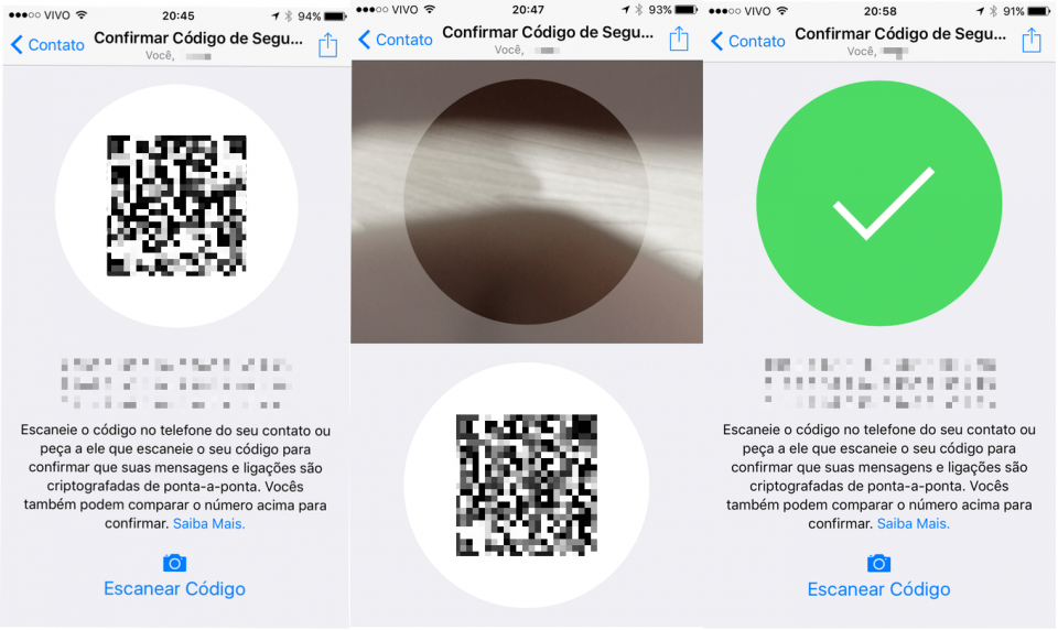 Tela do código QR para criptografia de ponta-a-ponta no WhatsApp.