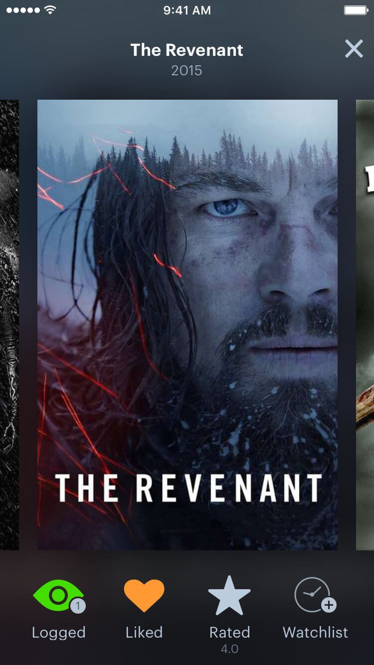 Print do Letterboxd para iPhone.