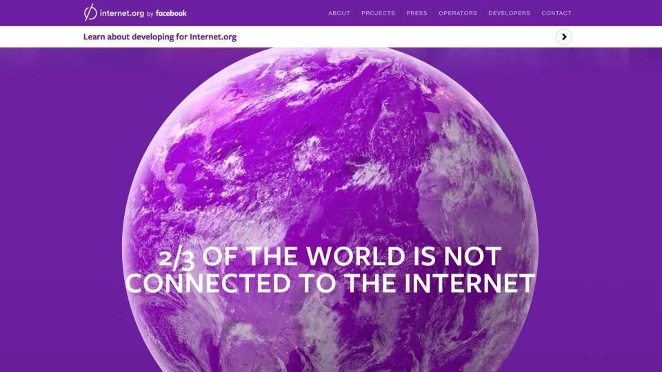 Página inicial do Internet.org do Facebook.