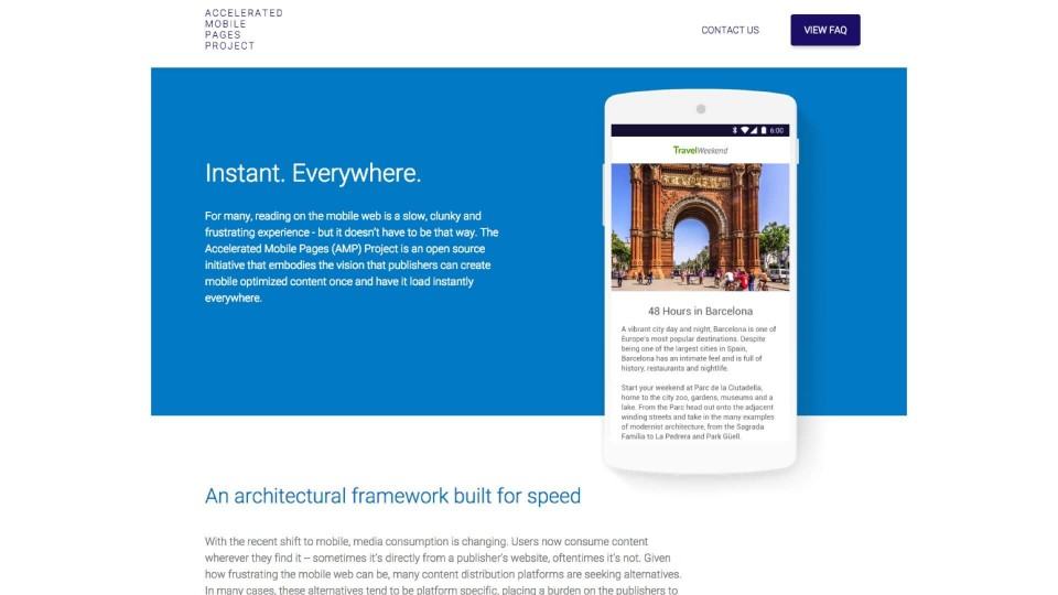 Página de apresentação do projeto AMP.