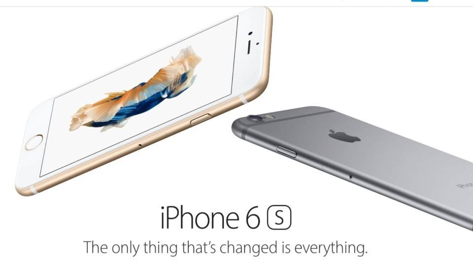 Print do site da Apple exibindo iPhone 6s.