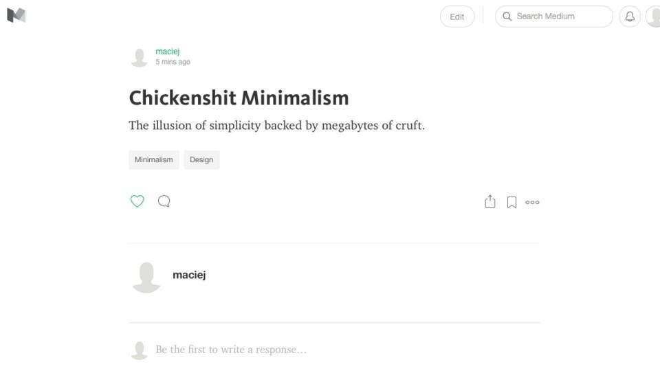 Artigo de uma frase no Medium.