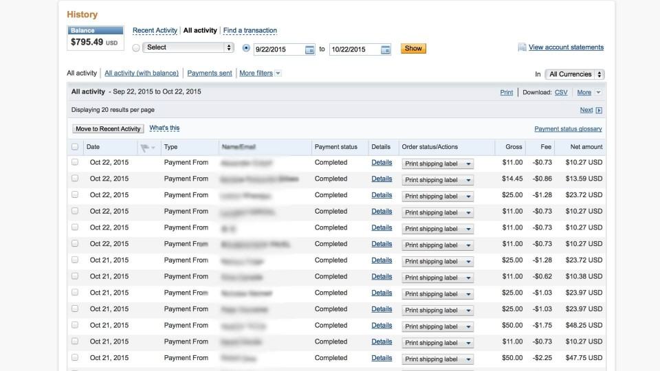 Site antigo do PayPal, com muita informação condensada.