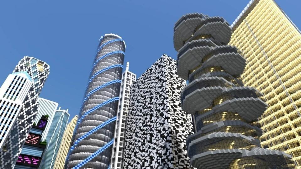 Arranha-céus construídos no Minecraft.