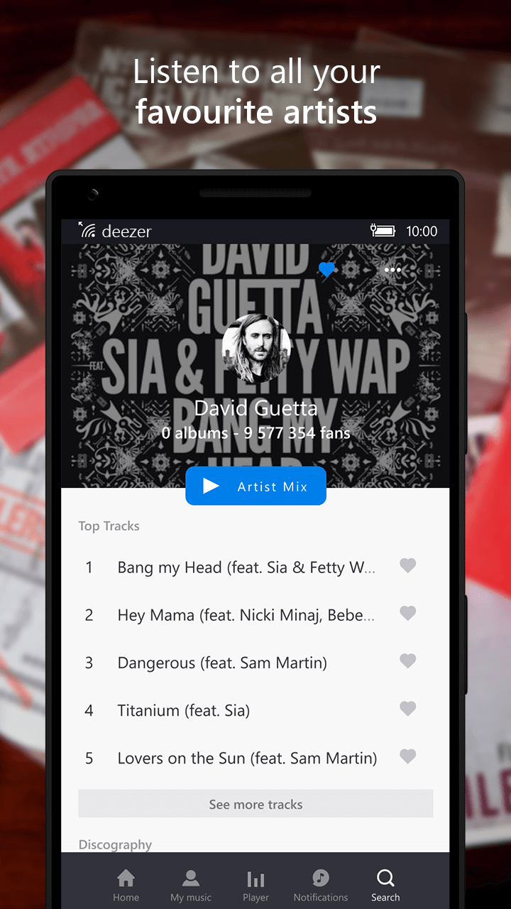 Print do Deezer para Windows.
